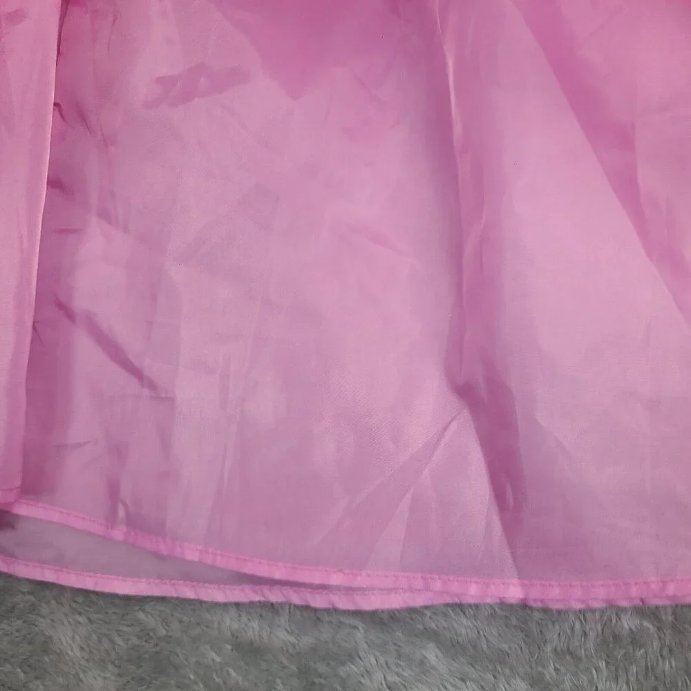 Girl's Pink Barbie Logo Puff Dress Size XL 14‎ Balloon Sleeves Tulle Puff Skirt